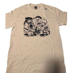 Neon Genesis Evangelion Anime Graphic T-Shirt Cream Mens Gildan Small